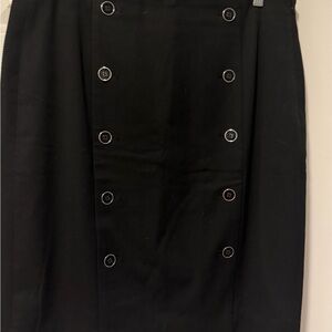 White House Black Market Black Buttoned Pencil Skirt